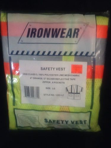 IRONWEAR1293-LZ LIME Size LG SAFETY VEST