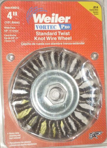 Weiler 36012 vortec pro 4 x 5/8-11 std twist knot wire wheel .014 wire usa for sale