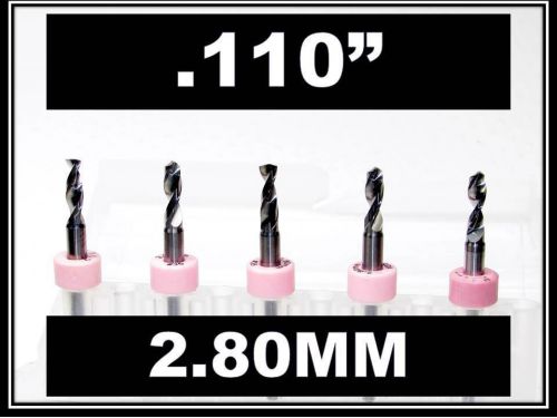 .110&#034; - 2.80mm - 1/8&#034; shank  carbide drill bits five pcs cnc dremel model hobby for sale