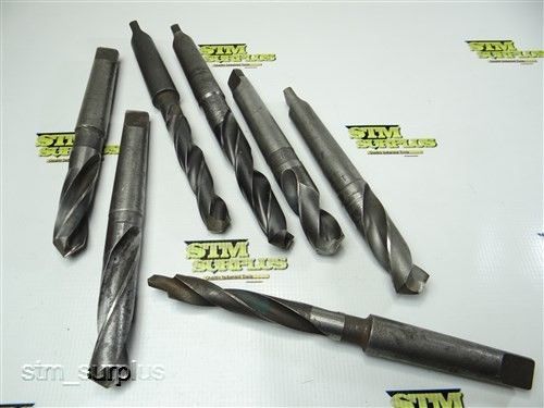 NICE LOT OF 7 HSS MORSE TAPER TWIST DRILLS 11/16&#034; TO 1&#034; WITH 3MT CLEVELAND
