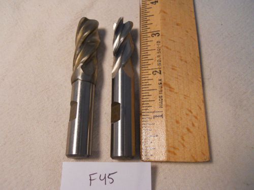 2 NEW 1/2&#034; SHANK HSS END MILLS. 4 FLUTE. SLIGHTLY UNDER OR OVER SIZED USA {F45}