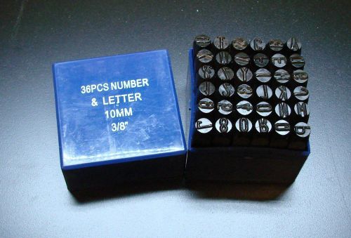 10MM 3/8&#034; Letter-number Punch Stamp Set Metal 36 PIECE in plastic case NEW