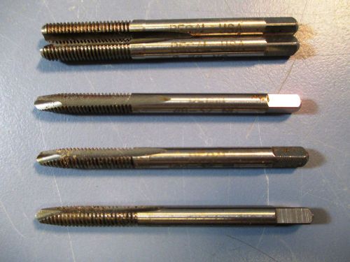 Lot of 5 Hand Taps, 2 flute, #8-32 NC, HS, GH-2, +.005, Regal, Besly, USA