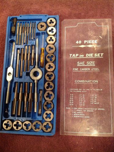 Sae fine carbon steel tap and die set 40 pieces ~vguc for sale