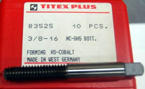10 Pc. Titex 3/8-16 H5 B3525 Cobalt High Performance Roll-Form BottomingTaps