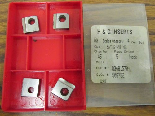 H&amp;G Insert Chasers 5/16-28 NS , 00 Series ,45 Cham ,Qty 4
