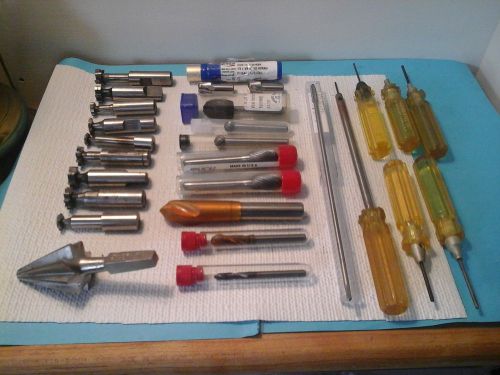 Machinist lot- woodruff cutters-new carbide burrs-new drills-hand drivers-more for sale