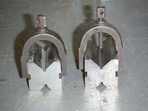VINTAGE BROWN AND SHARPE NO. 750-A V BLOCK SET WITH CLAMPS MACHINIST TOOLING