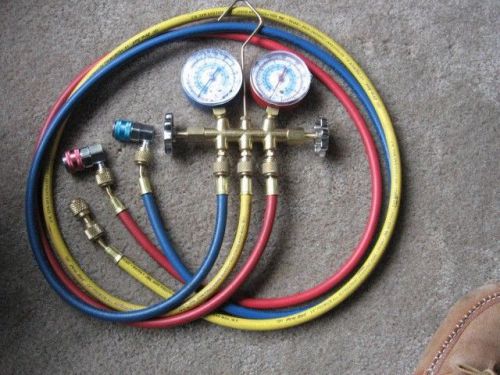 CPS R134 R12 Brass Manifold Gauge Set w/  6 Foot Hoses With Snap on Connectors