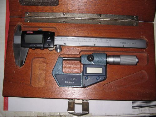 Mitutoyo 1” Micrometer &amp; SPI 6” Caliper, Digital Metric/Inch NOS