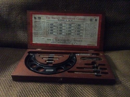 antique starrett micrometer caliper set AA in wood box