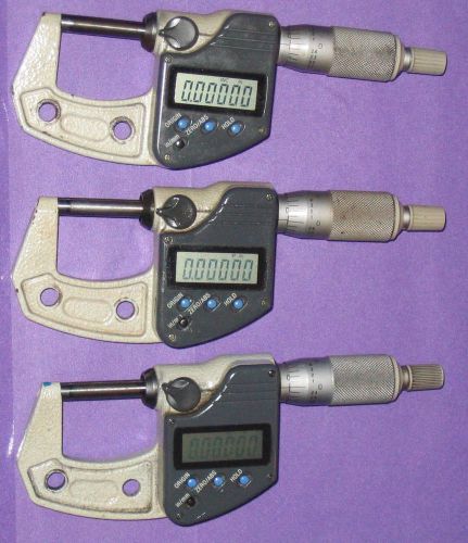 LOT OF THREE MITUTOYO MICROMETERS NO.293-335, COOLANT PROOF