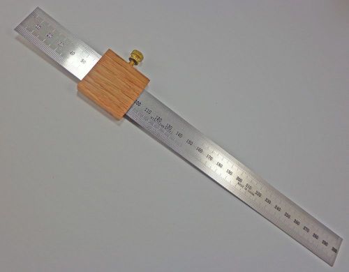 Ruler stop w/ 12&#034; 300 mm stainless steel machinist rule sae/metric grads for sale