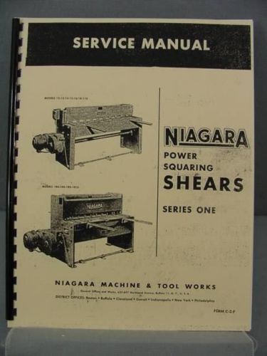 Niagara 12-13-14-15-16-18-110-1R4-1R6-1R8. . .Squaring Shears Service Manual