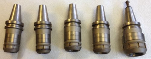 Five TITE-LOCK BT-40 Milling Chucks with Toolholders, Free Shipping