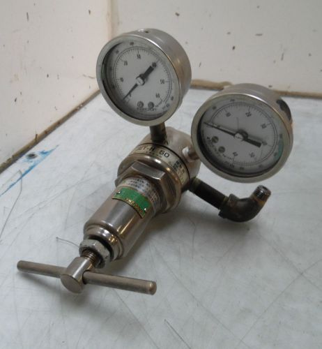 Jet-h 50 gas ppressur regulator, stainless steel, w/ ashcroft gauges, used for sale