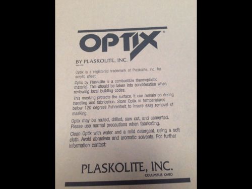 2-5&#039; X 8&#039; X 1/2&#034;  Thick Sheets of Plaskolite OPTIX Acrylylic Plexiglass