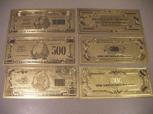 $100 $500 $1000 $ 10,000  GOLD 24K US BANKNOTE  COMPLETE  YOUR   COLLECTION