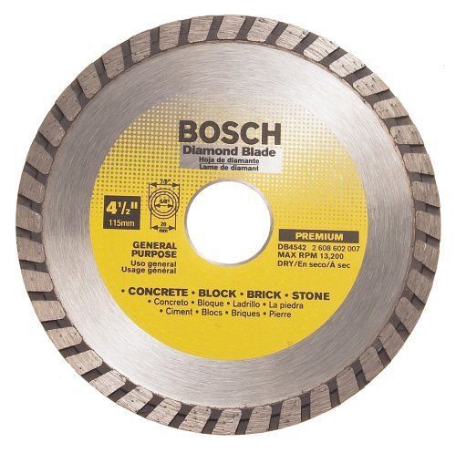 Bosch db4542 premium plus 4-1/2-in dry cutting turbo continuous rim diamond saw for sale