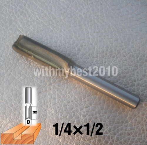 Lot 1pcs carbide tipped double flute straight bit dia 1/2 shank dia 1/4 cutter for sale