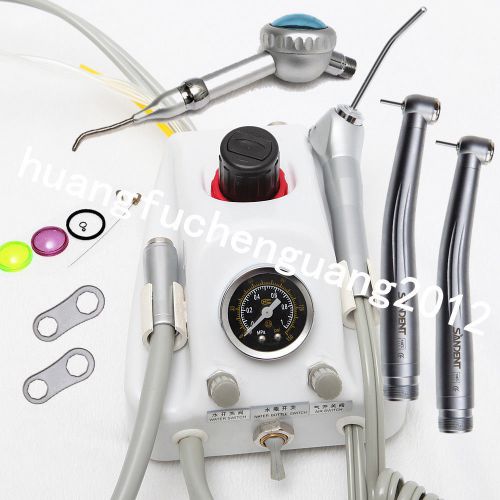 Dental portable turbine unit air water syringe + polisher 2 handpiece 2 hole pro for sale