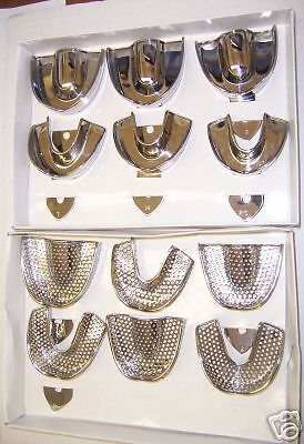 12 pcs. dental impression tray set  6 solidsolid &amp; 6 perforated  instruments for sale