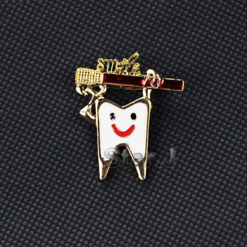 5pcs dental clinic gift metal tooth type molar brooch dentist hygienist pin for sale