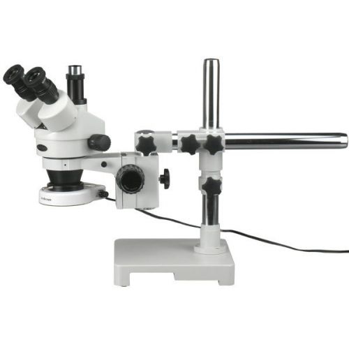 7x-90x trinocular zoom stereo microscope on boom stand w 80 led light for sale