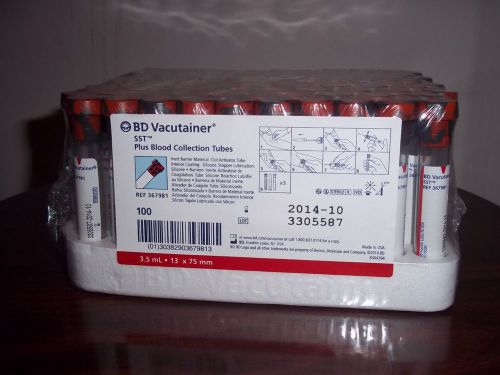 BD VACUTAINER SST PLUS BLOOD COLLECTION TUBES, BOX 100 TUBES TIGER TOP
