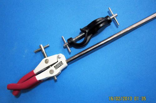NEW CONDENSER CLAMP THREE PRONG WITH BOSS HEAD FLASK HANDLING Lab Supplies,