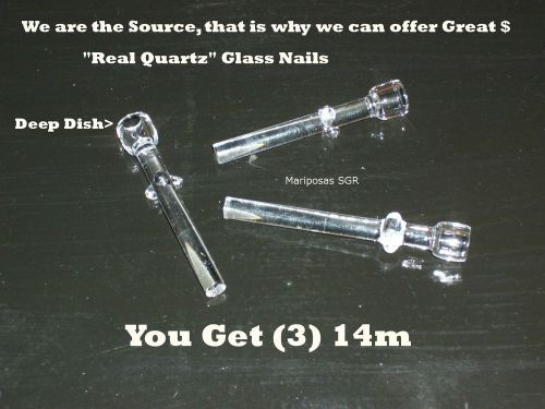 (3) 14MM QUARTZ GLASS NAILS *LAB/CHEMISTRY HEATING CATALYST