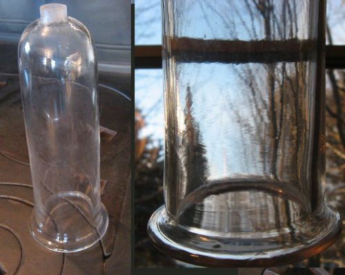 old swirling Glass Bell Jar w/ vacuum port on top ~ 8-1/2&#034; tall vintage antique