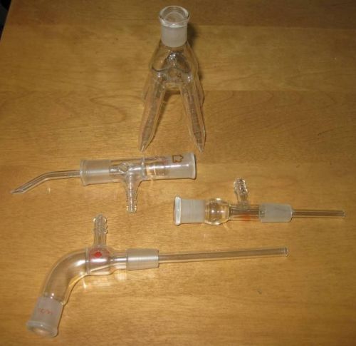 Glassware lab glass: Misc 14/20 Micro Inlet Adapter lot + Cow Receiver