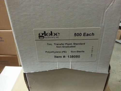 Globe 138080 transfer pipet, 7.0ml, general purpose, standard 155mm (box of 500) for sale