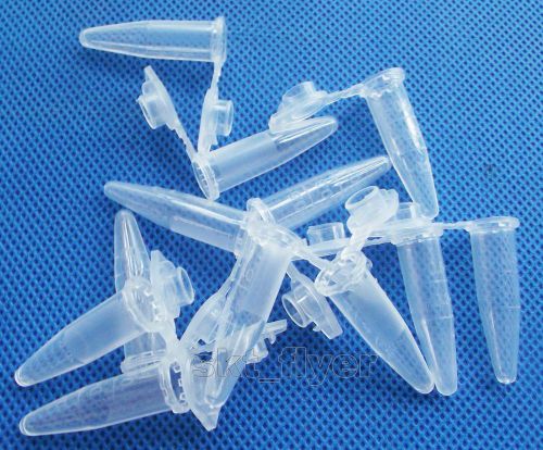 100pcs 1.5ml Cylinder Bottom Micro Centrifuge Tubes w Caps Clear EP