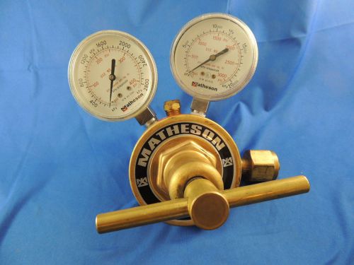 Matheson-Model-8-250-Gas-Pressure-Regulator-Dual-Gauge Brass Excellent Condition