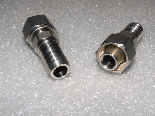 LOT OF 2 SWAGELOK 1/2&#034; HOSE BARB TO 1/2&#034; TUBE FITTING ADAPTERS CONNECTORS