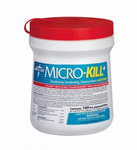 Medline micro-kill+ wipes - compare to pdi sani-cloth - 160 wipes size 6&#034;x6.75&#034; for sale