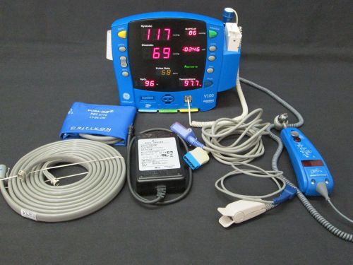 Ge carescape v100 patient monitor w/alaris temp, printer and nellcor spo2 for sale