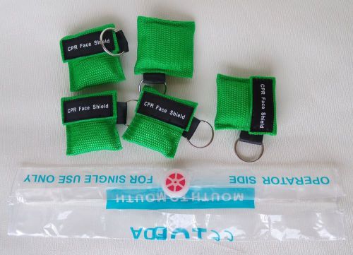 50 Green CPR Mask with Keychain Face Shield key AED Key Chain Disposable Mask