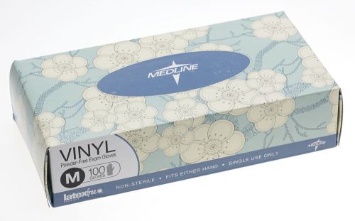 Medline 100 Medium Disposable Vinyl Powder-free Exam Caregiver Gloves