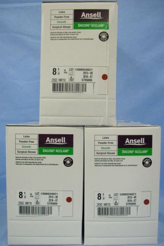 3 Boxes of 50pr/pk ea   Ansell Encore Acclaim Latex Surgical Gloves #5795006