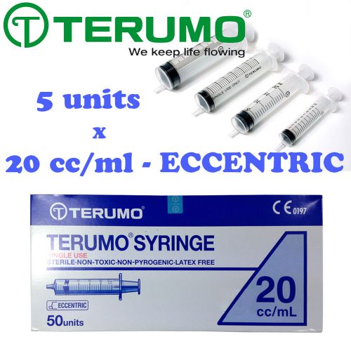 5 x 20ml cc Terumo Syringe Luer Eccentric Hypodermic Needle Sterile Latex Free