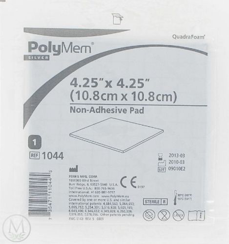 POLYMEM SILVER QuadraFoam 4.25&#034; x 4.25&#034; Non Adhesive Wound Pad Dressing