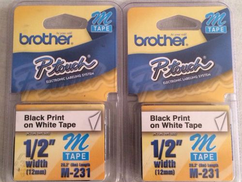 Two New Brothers P-Touch 1/2&#034; Black Print On White Tape