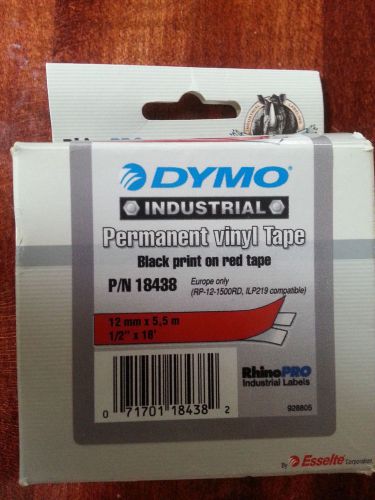 Dymo Industrial Permanent Vinyl Tape Black Ink on Red Tape