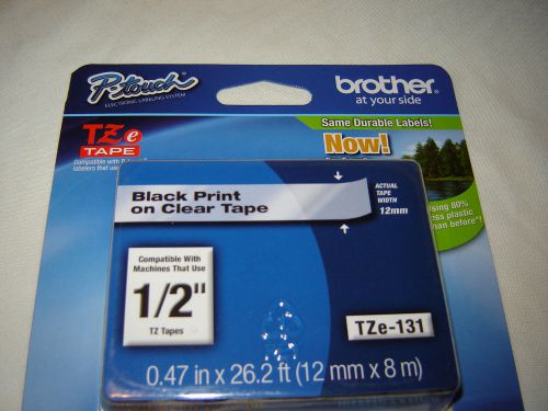 Brother laminated black on clear tape tze-131 compatible with p-touch labelers for sale