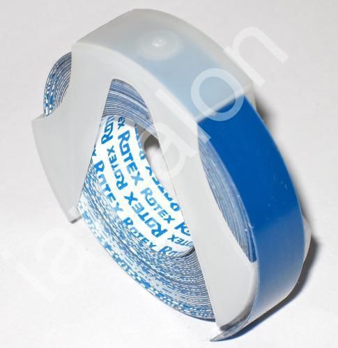 ROTEX Embossing Tape Glossy Blue 3/8&#034; x 12 Ft NEW Label Labeling