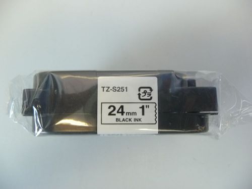 NEW Brother TZ-S251 TZ Tape White 24mm 1&#034; P-Touch Black Ink Strong Adhesive