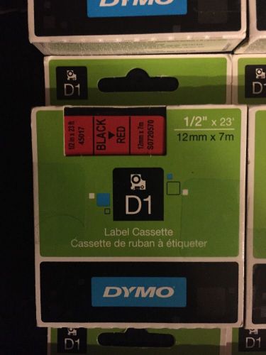 Set Of 3 Brand New Dymo D1 Label Cassette 1/2&#034; x 23&#039; Black/Red